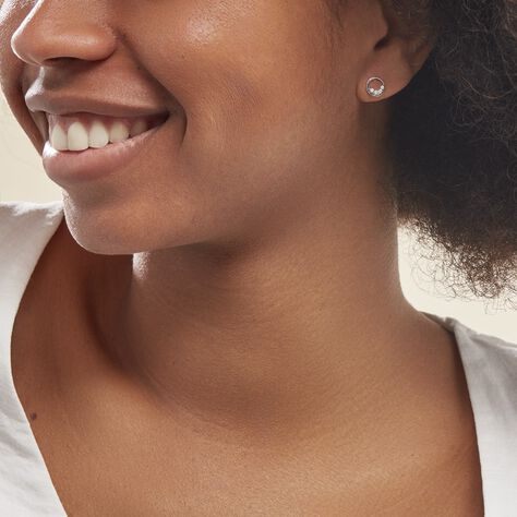 Boucles D'oreilles Puces Argent Blanc Vivence Oxydes De Zirconium - Boucles d'oreilles fantaisie Femme | Histoire d’Or