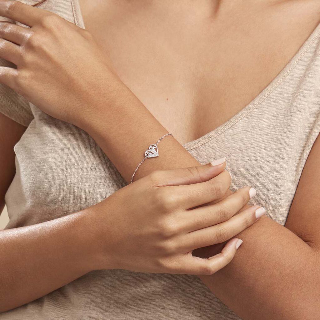 Bracelet Origami Argent Blanc Oxyde De Zirconium - Bracelets Femme | Histoire d’Or