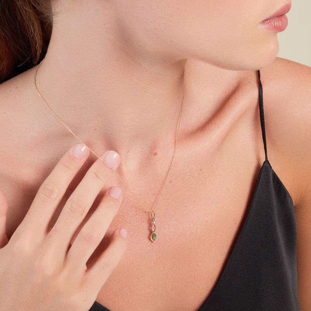 Collier Ondulations Or Jaune Emeraude Diamant - Colliers Femme | Histoire d&rsquo;Or