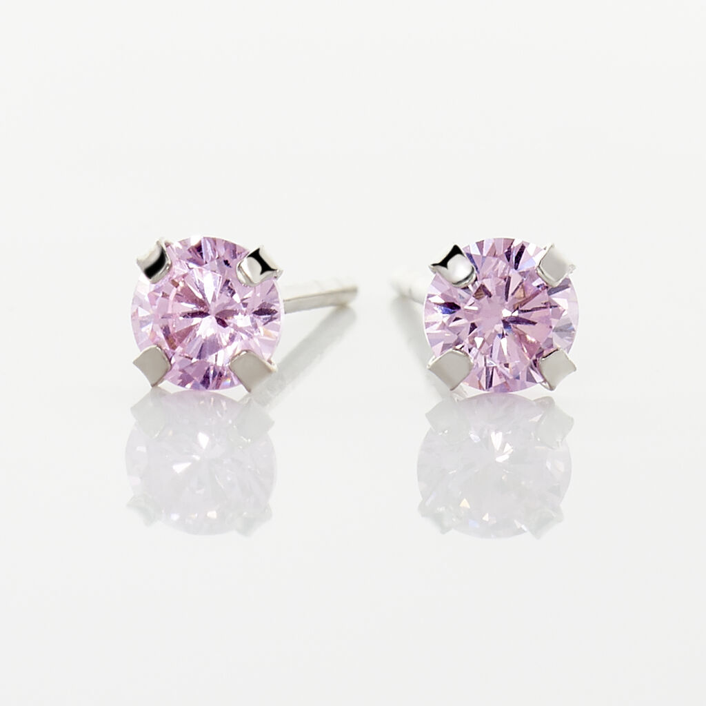 Boucles D'oreilles Puces Daria Or Blanc Oxyde De Zirconium - Clous d'oreilles Femme | Histoire d’Or
