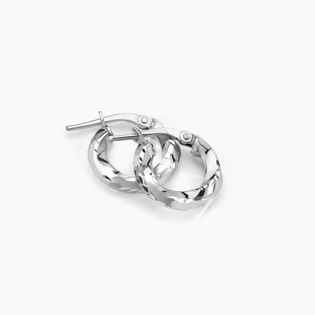 Créoles Argent Blanc Diane - Boucles d'oreilles créoles Femme | Histoire d’Or