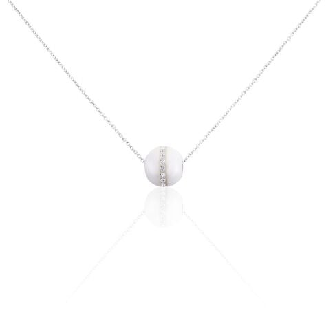 Collier Nina Cera Argent Blanc Strass Et Céramique - Colliers fantaisie Femme | Histoire d’Or