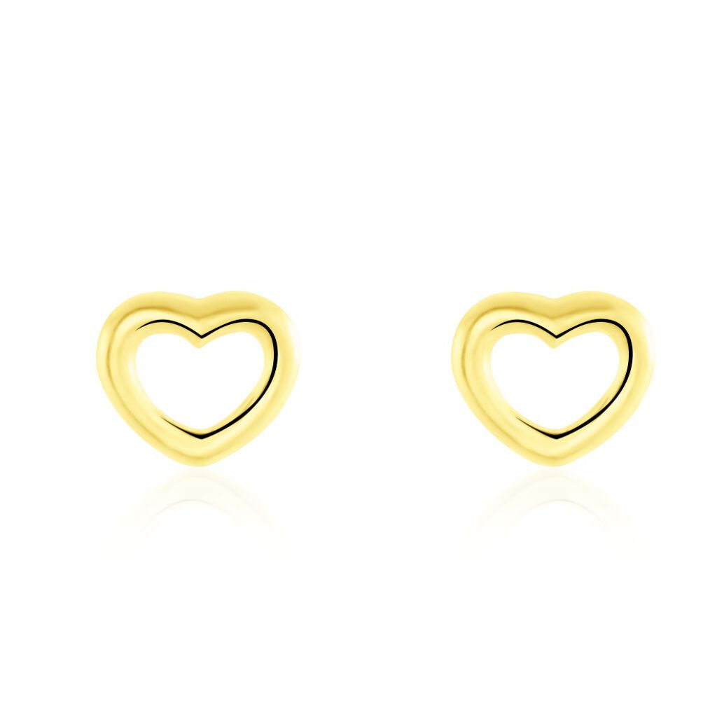 Boucles D'oreilles Puces Anne-maudae Coeurs Or Jaune - Clous d'oreilles Femme | Histoire d’Or