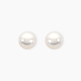 Boucles D'oreilles Puces Akoya Or Jaune Perle De Culture D'akoya - Clous d'oreilles Femme | Histoire d’Or