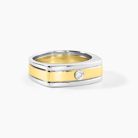 Bague Robinson Argent Bicolore Rhodié Diamant Blanc - Bagues solitaires Homme | Histoire d’Or