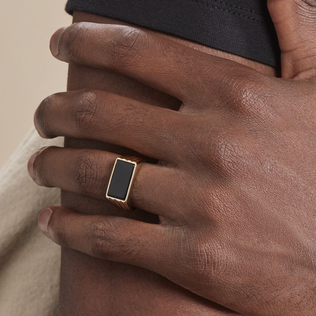 Chevalière Plaqué Hadrien Onyx - Chevalières Homme | Histoire d’Or
