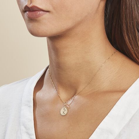 Pendentif Ange Rond Cisele Or Jaune - Pendentifs Baptême Famille | Histoire d’Or