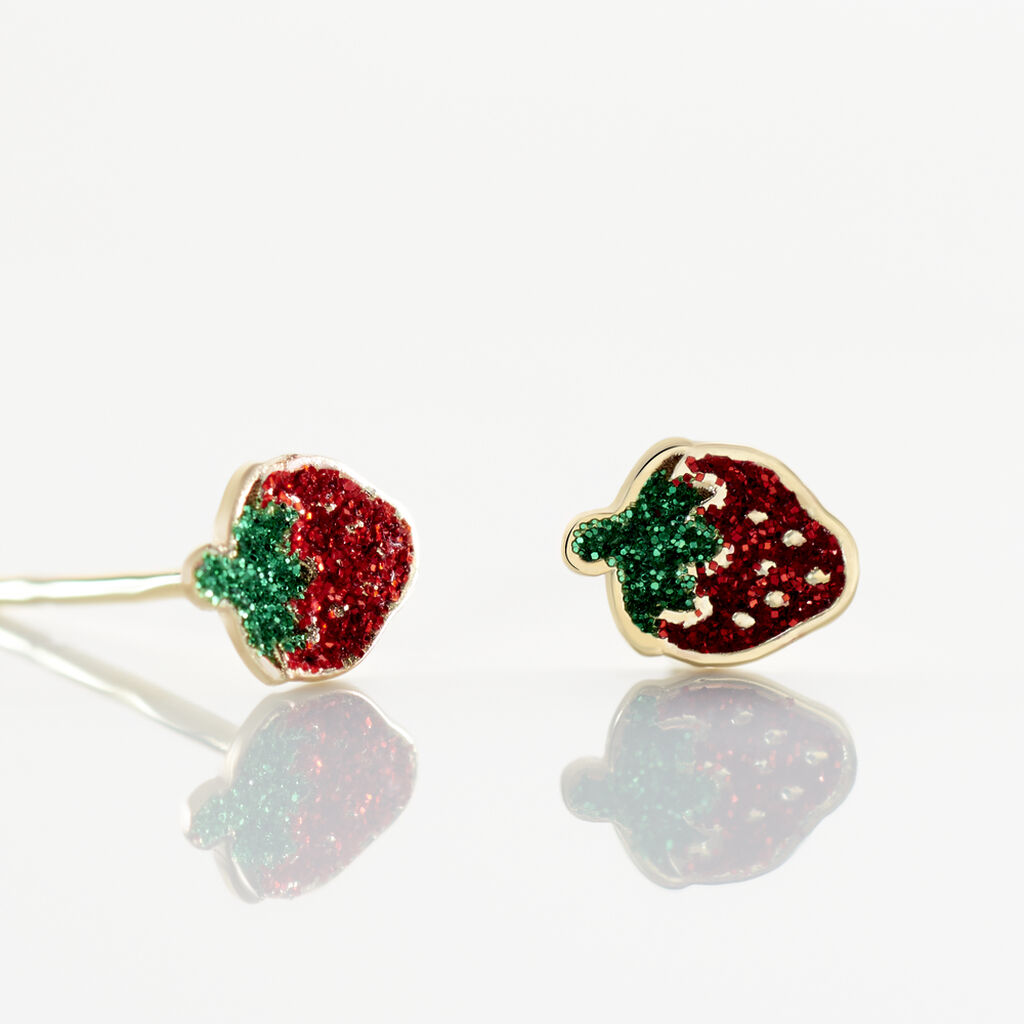 Boucles D'oreilles Puces Tharia Fraise Or Jaune - Clous d'oreilles Enfant | Histoire d’Or