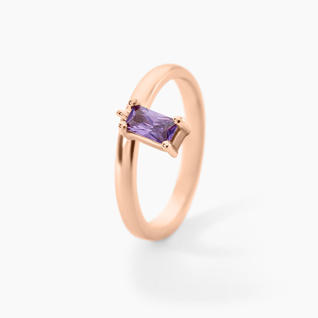 Bague Purple Mood Argent Rose Oxyde De Zirconium - Bagues solitaires Femme | Histoire d&rsquo;Or