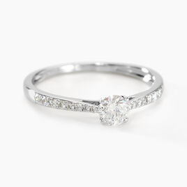 Bague Solitaire Laetitia Or Blanc Diamant Synthetique - Bagues solitaires Femme | Histoire d’Or