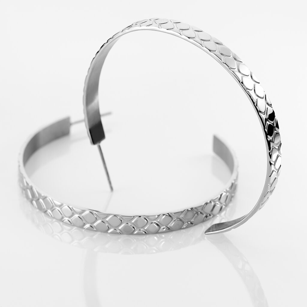 Cr&eacute;oles Abram Acier Blanc - Boucles d'oreilles cr&eacute;oles Femme | Histoire d&rsquo;Or