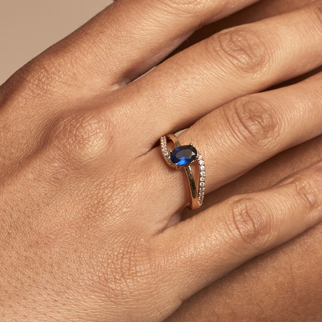 Bague Tyana Plaqué Or Jaune Pierre De Synthese Et Oxyde De Zirconium - Bagues solitaires Femme | Histoire d’Or