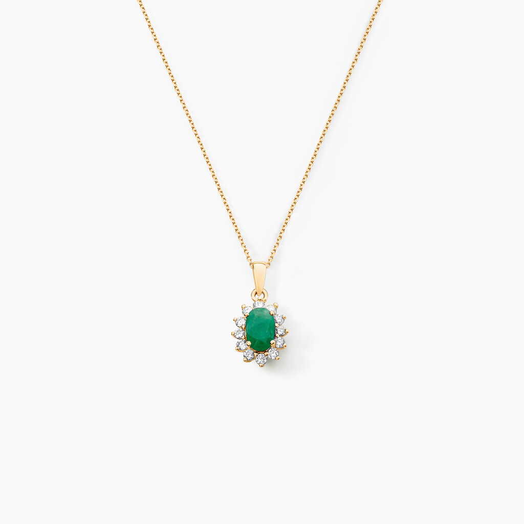Pendentif Or Jaune Emeraude Diamants - Pendentifs Femme | Histoire d’Or