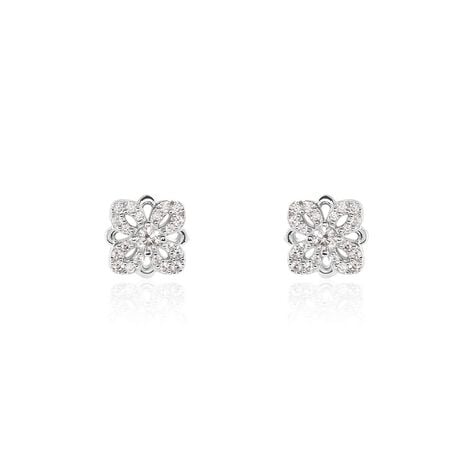 Boucles D'oreilles Puces Isia Argent Blanc Oxyde De Zirconium - Boucles d'oreilles fantaisie Femme | Histoire d’Or