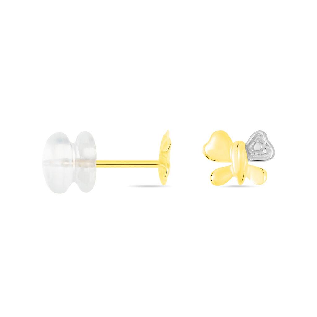 Boucles D'oreilles Puces Bartholomee Papillon Or Jaune - Clous d'oreilles Femme | Histoire d’Or
