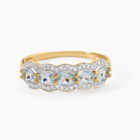 Bague Margaux Or Jaune Aigue Marine Et Diamant - Bagues pierres fines Femme | Histoire d&rsquo;Or