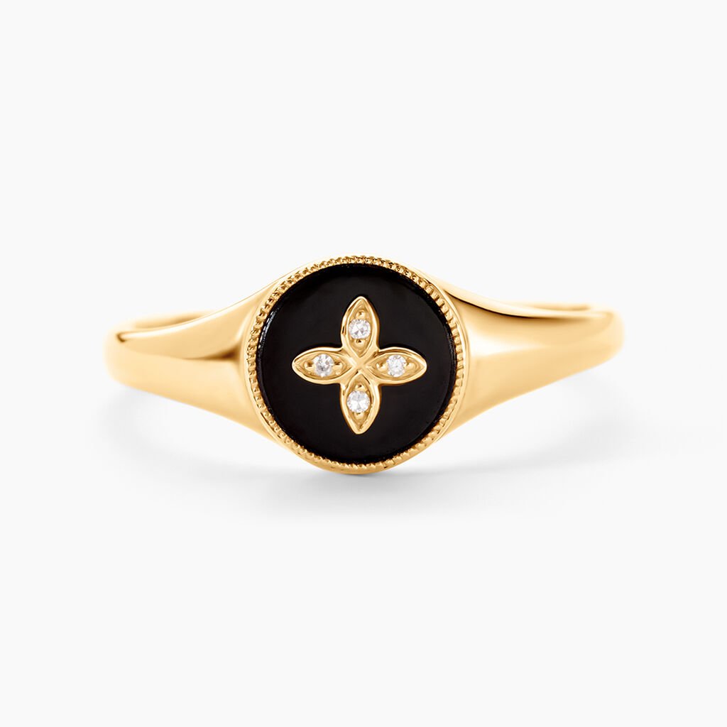 Bague Talisman Or Jaune Agate Diamant - Bagues solitaires Femme | Histoire d&rsquo;Or