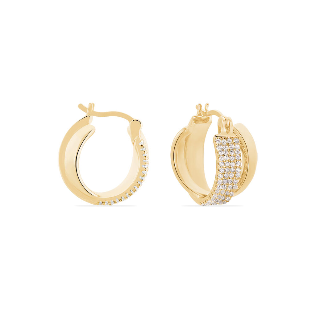 Créoles Adelicia Rondes Plaqué Or Jaune Oxyde De Zirconium - Boucles d'oreilles créoles Femme | Histoire d’Or