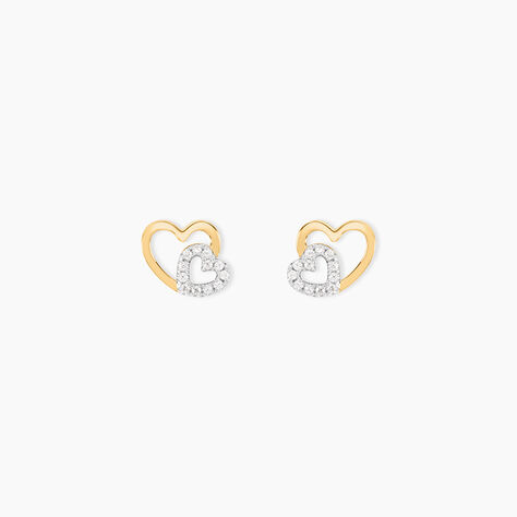 Boucles D'oreilles Puces Marineta Or Jaune Oxyde De Zirconium - Clous d'oreilles Femme | Histoire d’Or