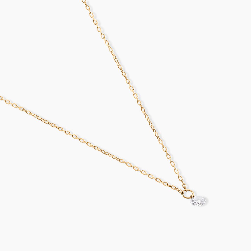 Collier Mable Or Jaune Diamant Synth&eacute;tique - Colliers Femme | Histoire d&rsquo;Or