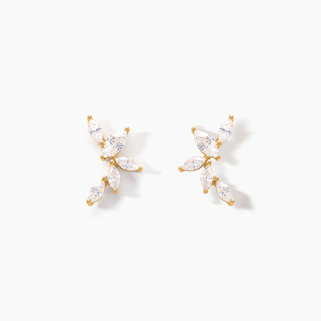 Boucles D'oreilles Puces Youssa Or Jaune Oxyde De Zirconium - Clous d'oreilles Femme | Histoire d&rsquo;Or