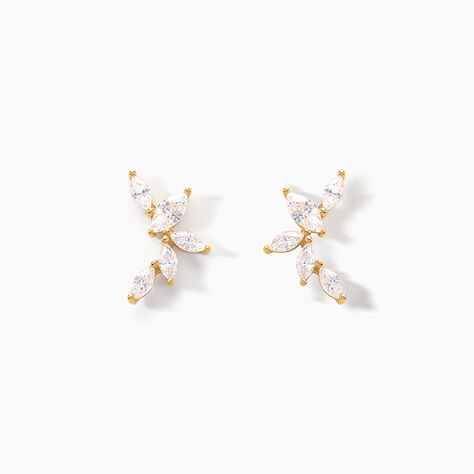 Boucles D'oreilles Puces Youssa Or Jaune Oxyde De Zirconium - Clous d'oreilles Femme | Histoire d&rsquo;Or