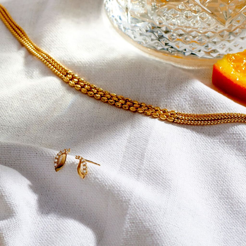 Boucles D'oreilles Puces Marlyatou Or Jaune Oxyde De Zirconium - Clous d'oreilles Femme | Histoire d’Or