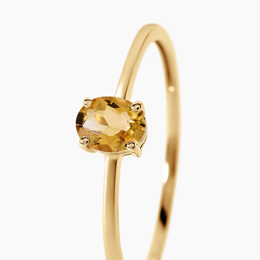 Bague Valentino Argent Dor&eacute; A L'Or 750/1000 Citrine - Bagues solitaires Femme | Histoire d&rsquo;Or