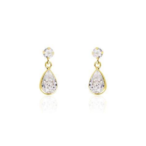 Boucles D'oreilles Pendantes Lika Or Jaune Oxyde De Zirconium - Boucles d'oreilles pendantes Femme | Histoire d’Or