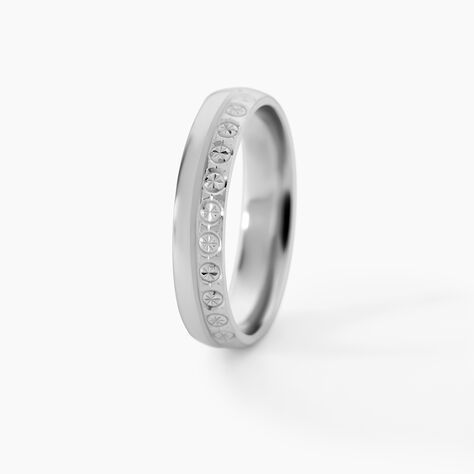 Alliance Veira Ruban Bomb&eacute; Or Blanc - Alliances 18 carats Unisex | Histoire d&rsquo;Or