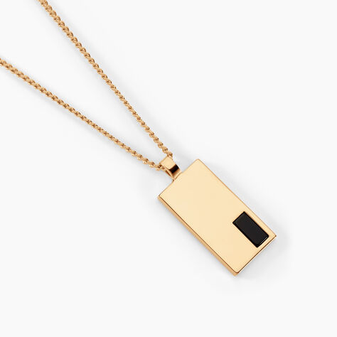 Collier Plaqué Or Jaune Francesco Onyx Noir - Colliers Homme | Histoire d’Or