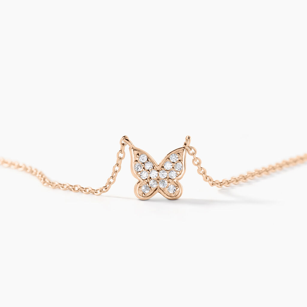Collier Court Argent Rose Anne-lise Oxyde De Zirconium - Ras de cou Femme | Histoire d’Or