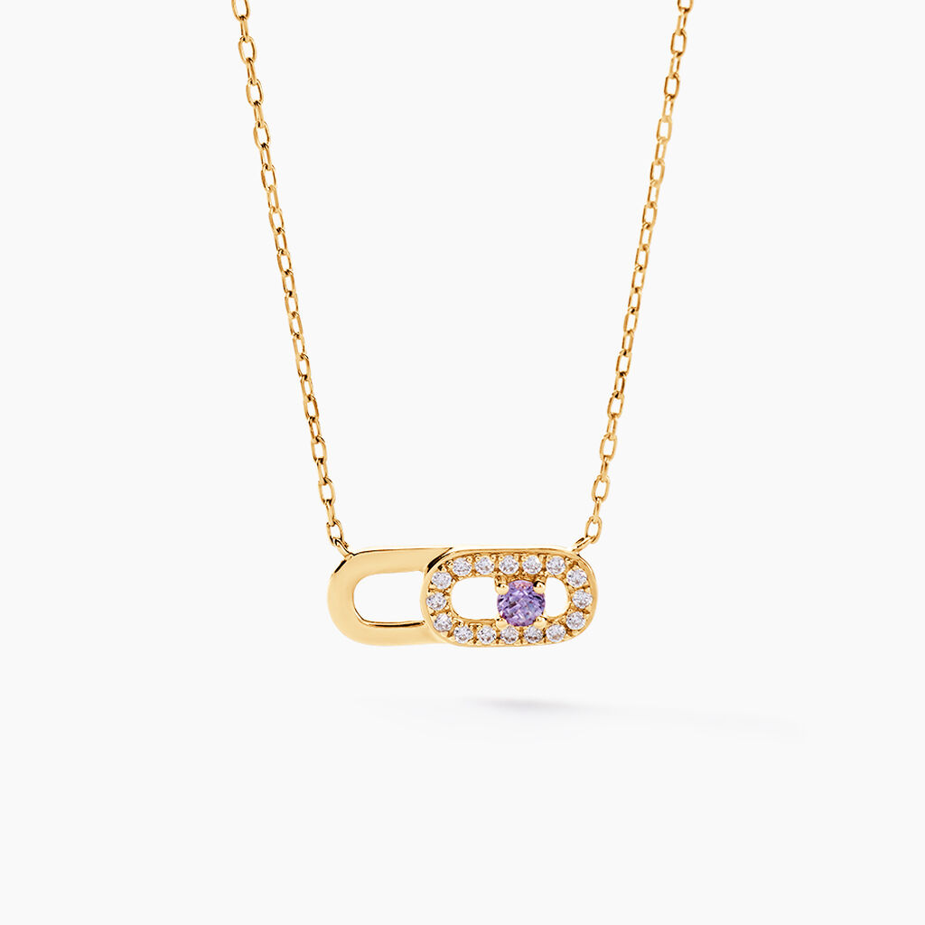 Collier Deonne Or Jaune Am&eacute;thyste Oxyde De Zirconium - Colliers Femme | Histoire d&rsquo;Or