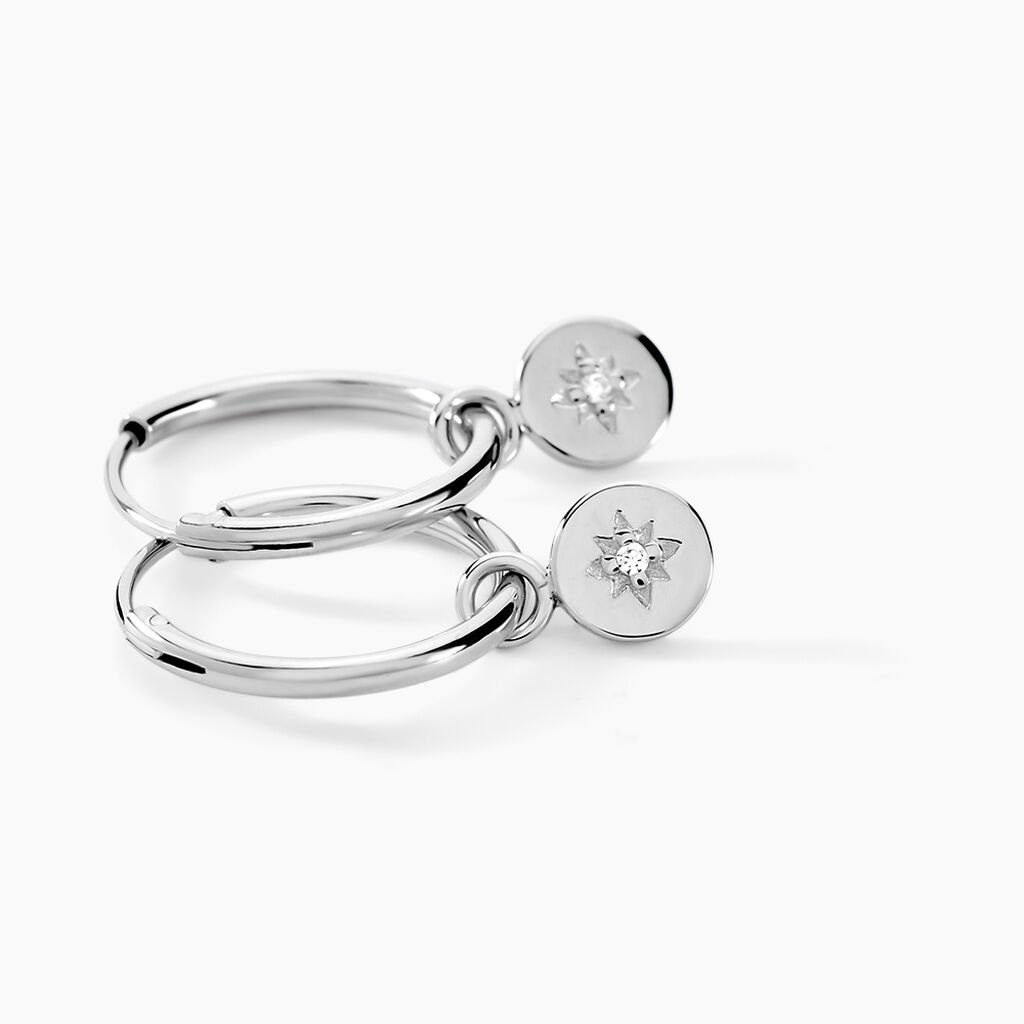 Créoles Rhoda Argent Blanc Oxyde De Zirconium - Boucles d'oreilles créoles Femme | Histoire d’Or