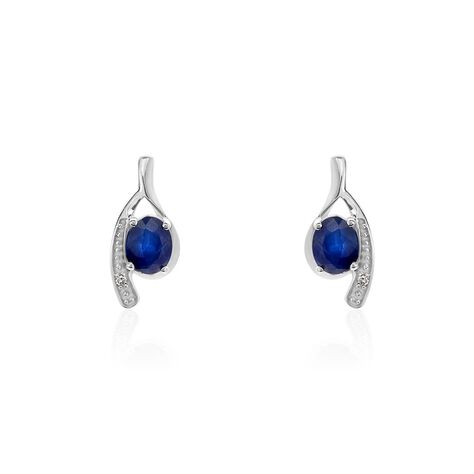 Bijoux D'oreilles Emotion Or Blanc Saphir Diamant - Clous d'oreilles Femme | Histoire d’Or