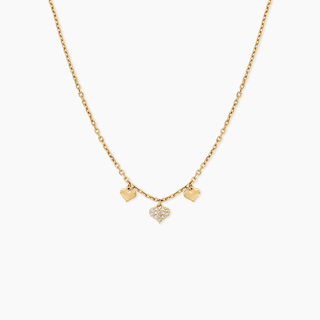 Collier Cheri Argent Dor&eacute; A L'Or 750/1000 Oxyde De Zirconium - Colliers Femme | Histoire d&rsquo;Or
