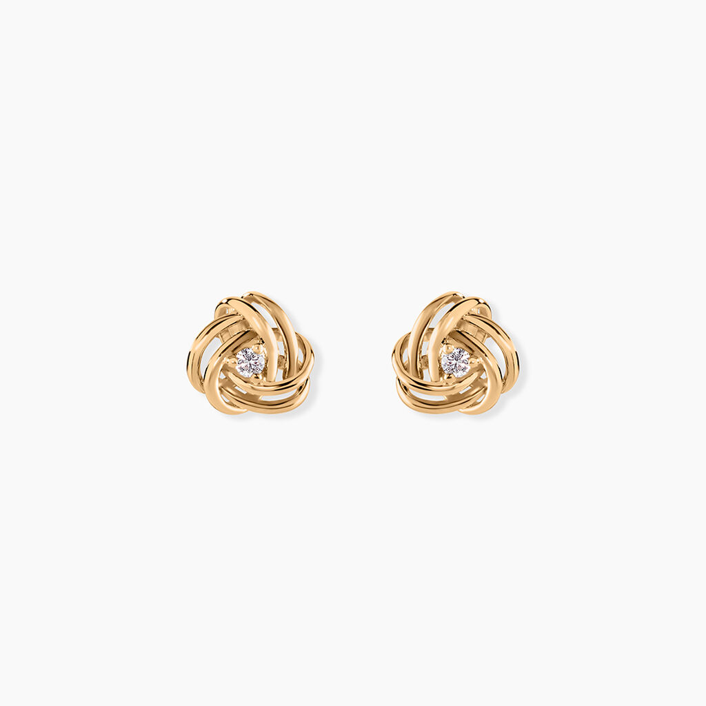 Boucles D'oreilles Puces Iwaki Plaqu&eacute; Or Jaune Oxyde De Zirconium - Boucles d'oreilles fantaisie Femme | Histoire d&rsquo;Or
