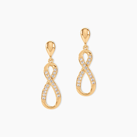 Boucles D'oreilles Pendantes Dunya Plaqu&eacute; Or Jaune Oxyde De Zirconium - Boucles d'oreilles fantaisie Femme | Histoire d&rsquo;Or