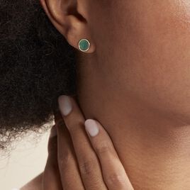 Boucles D'oreilles Puces Florica Or Jaune Malachite - Clous d'oreilles Femme | Histoire d’Or