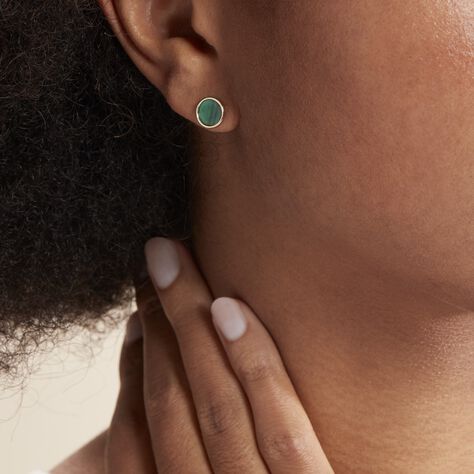 Boucles D'oreilles Puces Florica Or Jaune Malachite - Clous d'oreilles Femme | Histoire d’Or