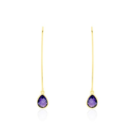 Cr&eacute;oles Phie Poire Or Jaune Amethyste - Boucles d'oreilles cr&eacute;oles Femme | Histoire d&rsquo;Or