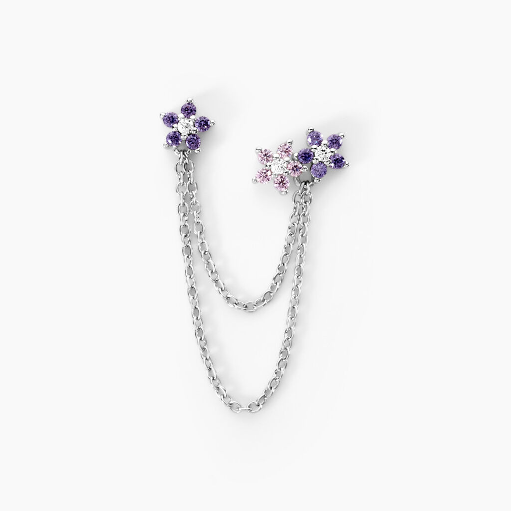 Bijou D'oreille Unitaire Purple Bloom Argent Blanc Oxyde De Zirconium - Boucles d'oreilles fantaisie Femme | Histoire d’Or