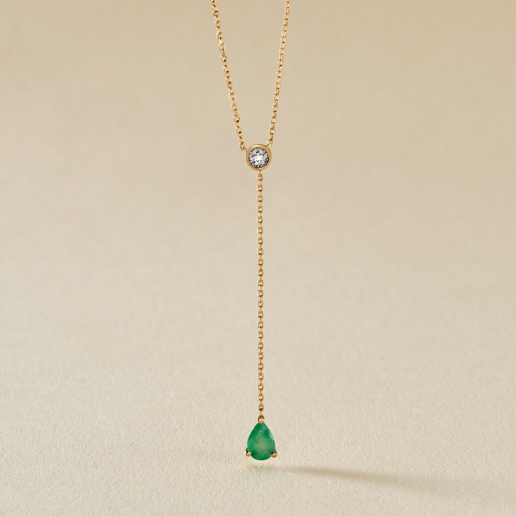 Collier Gracilia Or Jaune Emeraude Diamant - Colliers Femme | Histoire d’Or