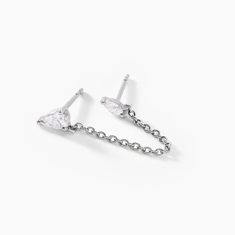Bijoux D'oreilles Navette Argent Blanc Oxyde De Zirconium - Boucles d'oreilles fantaisie Femme | Histoire d’Or