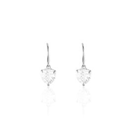 Boucles D'oreilles Pendantes Bo Coeur Pm Or Blanc Oxyde De Zirconium - Boucles d'Oreilles Coeur Femme | Histoire d’Or
