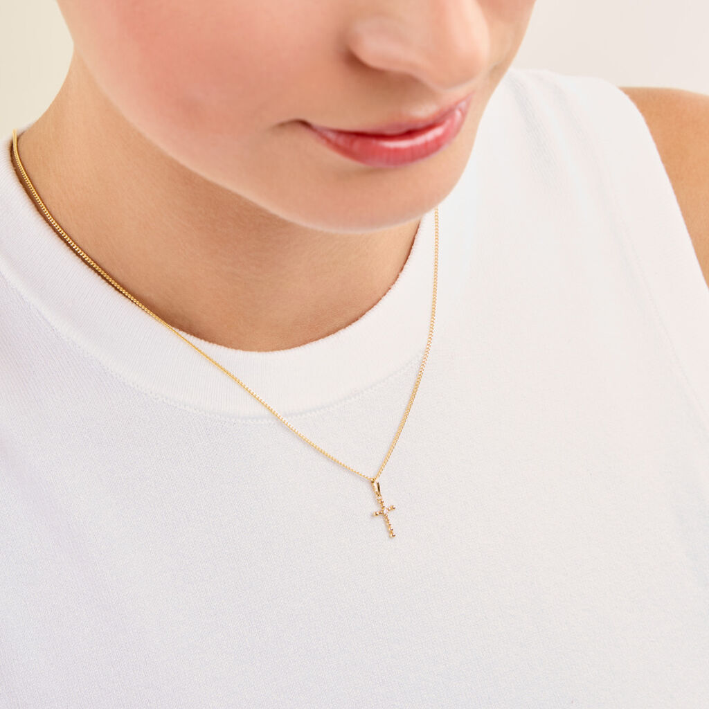 Pendentif Edgardo Or Jaune Oxyde De Zirconium - Pendentifs croix Femme | Histoire d&rsquo;Or