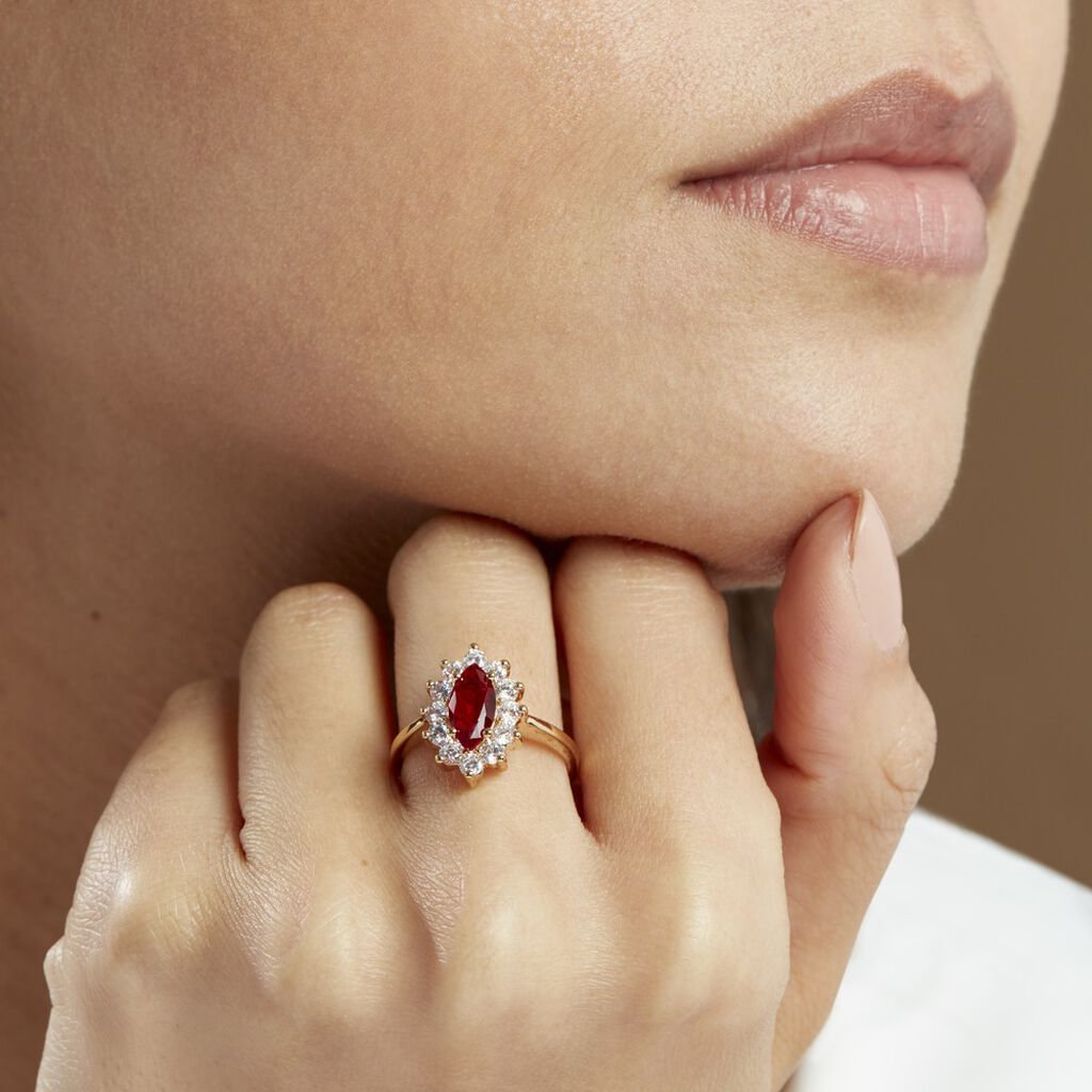 Bague Lisea Plaqué Or Jaune Verre Et Oxyde De Zirconium - Bagues solitaires Femme | Histoire d’Or