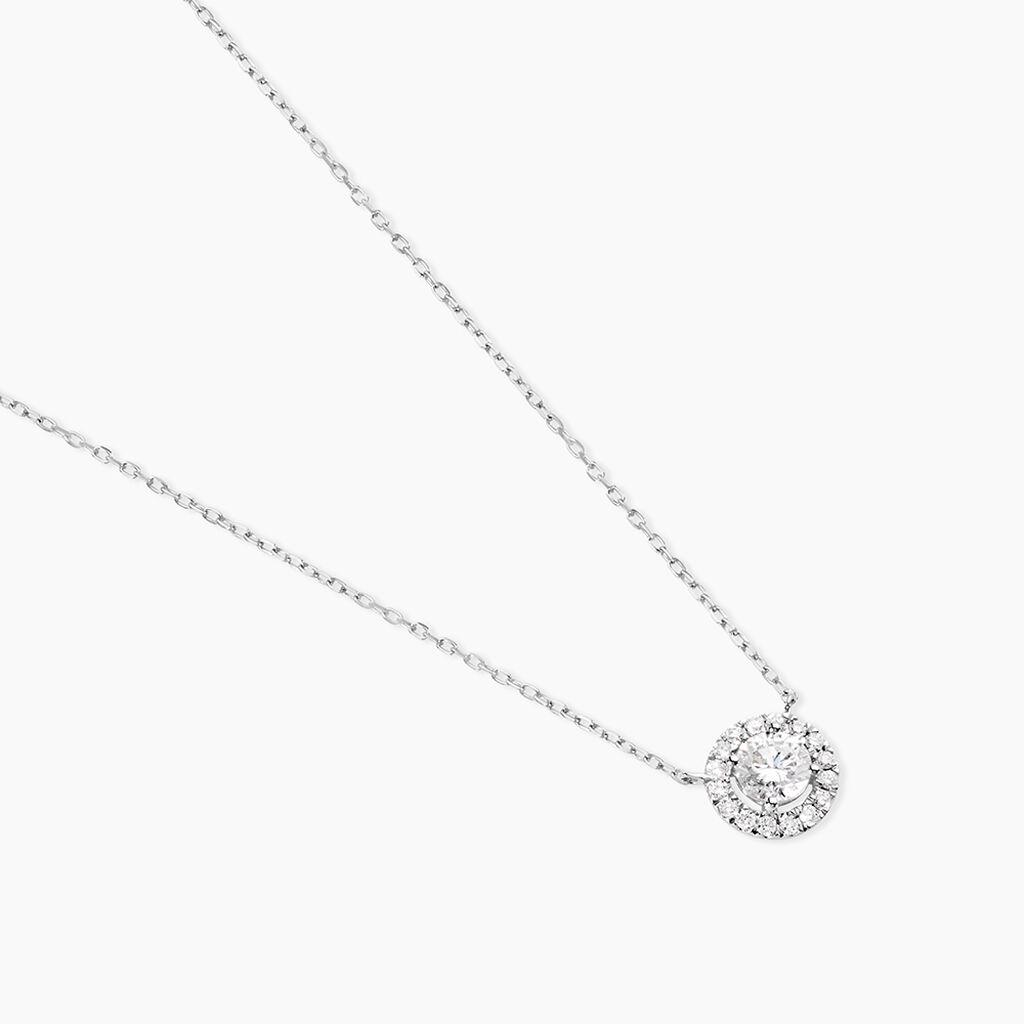 Collier Mentoura Or Blanc Diamant Synth&eacute;tique - Colliers Femme | Histoire d&rsquo;Or