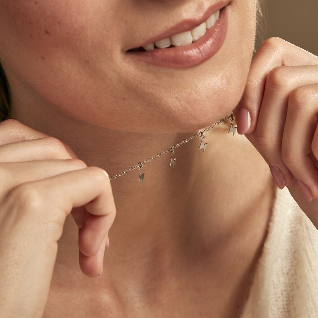 Collier Electra Argent Blanc - Ras de cou Femme | Histoire d’Or