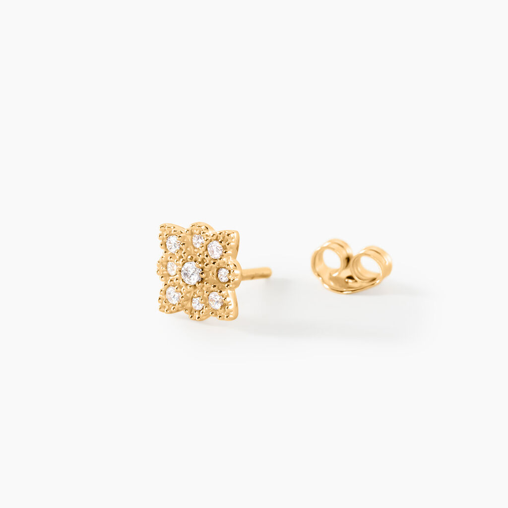 Boucles D'Oreilles Puces Dainty Plaqu&eacute; Or Jaune Oxyde De Zirconium - Boucles d'oreilles fantaisie Femme | Histoire d&rsquo;Or